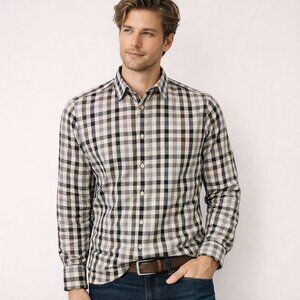 The North Face Mens Shirt Black Gray Check Long Sleeve Cotton Blend Size M